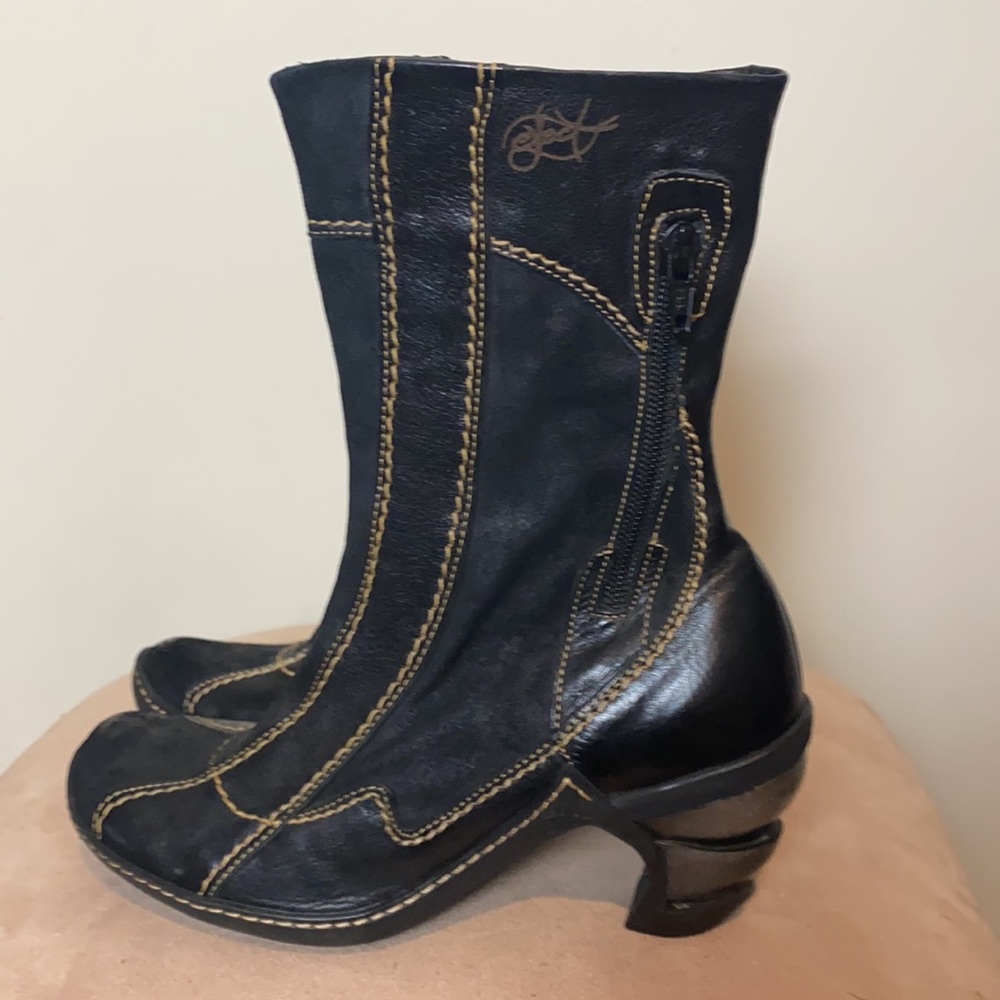 Eject black leather boots in Steampunk Style Size 37